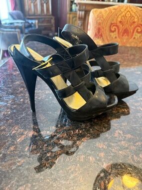 Michael Antonio Black Strappy Platform Stiletto Sandals